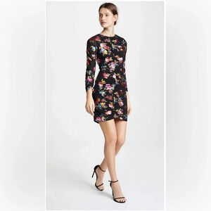 Parker Women's Adrienne Long Sleeve Fitted Ruched Front Mini Dress Size: 4